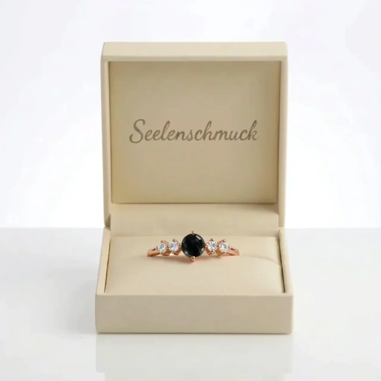 Obsidian Ring - Perlenschliff rund