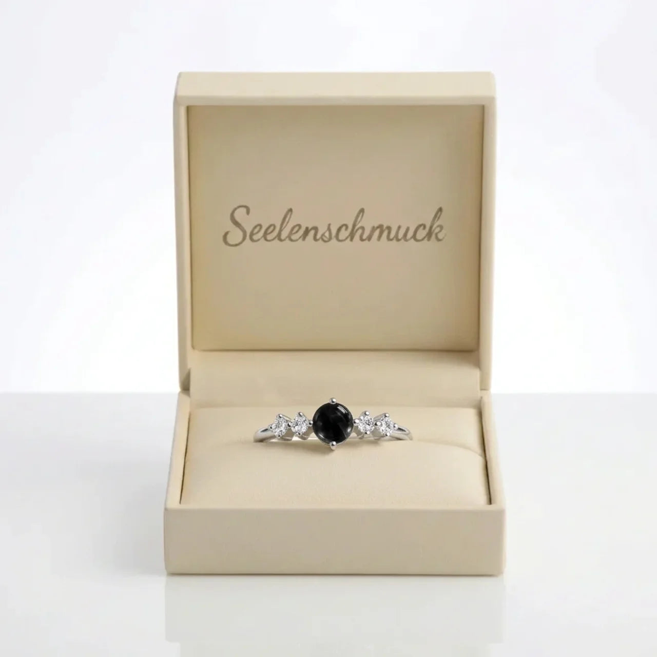 Obsidian Ring - Perlenschliff rund