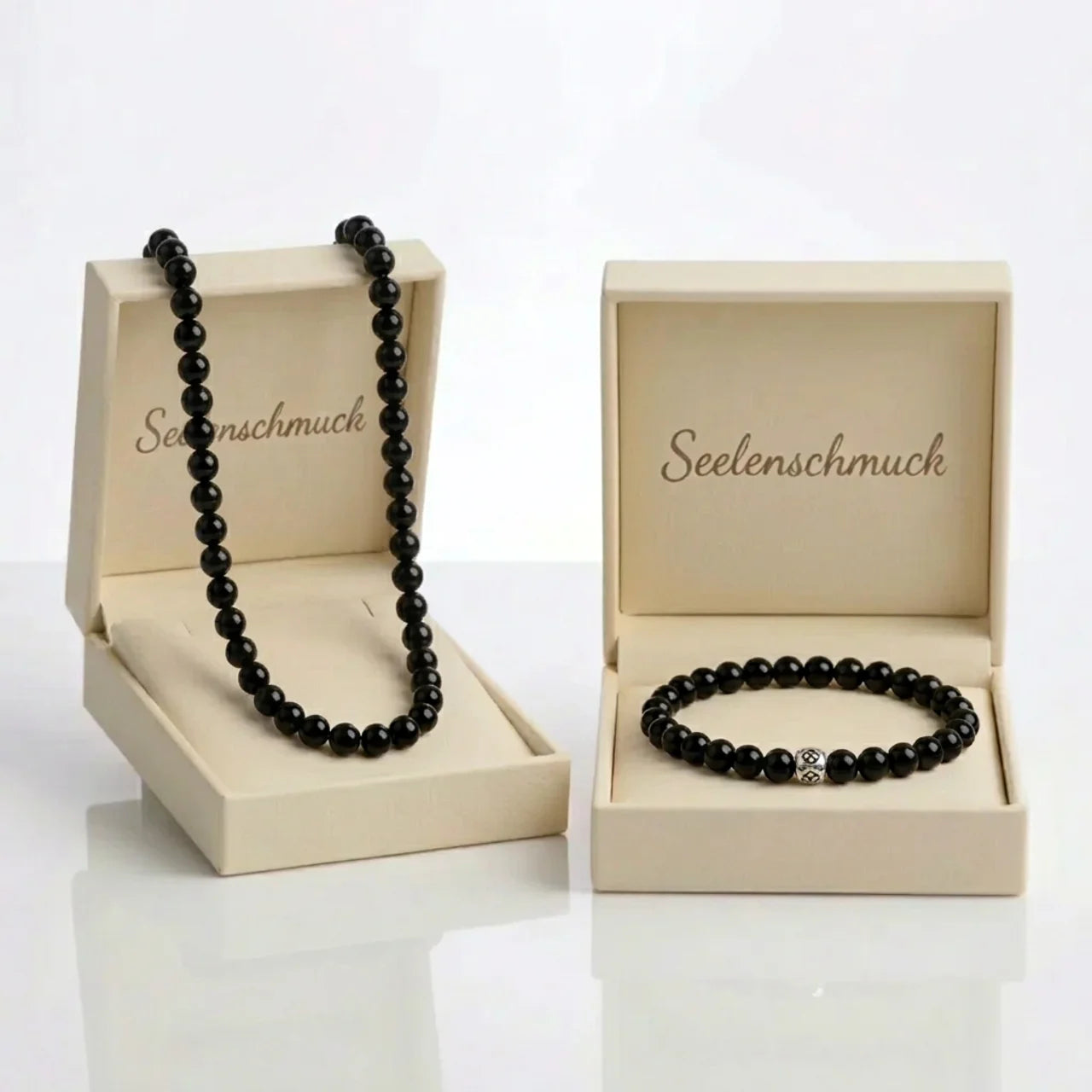 Obsidian Perlenset - Halskette & Armband