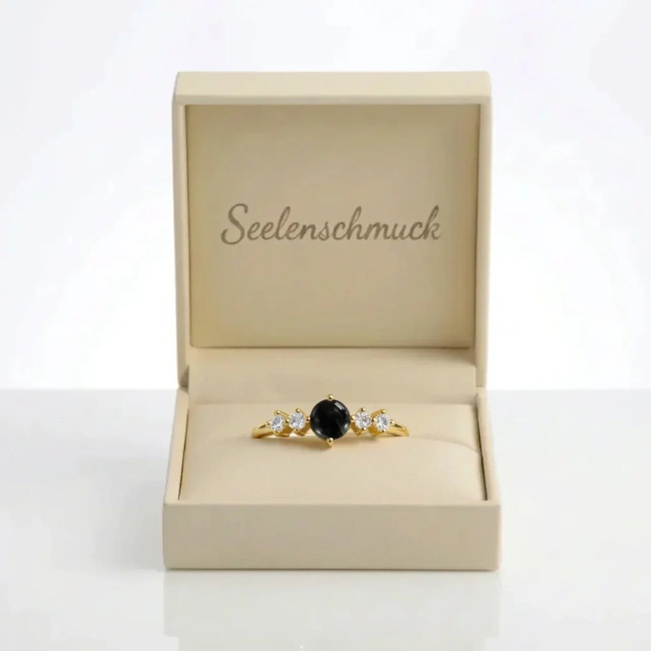 Obsidian Ring - Perlenschliff rund