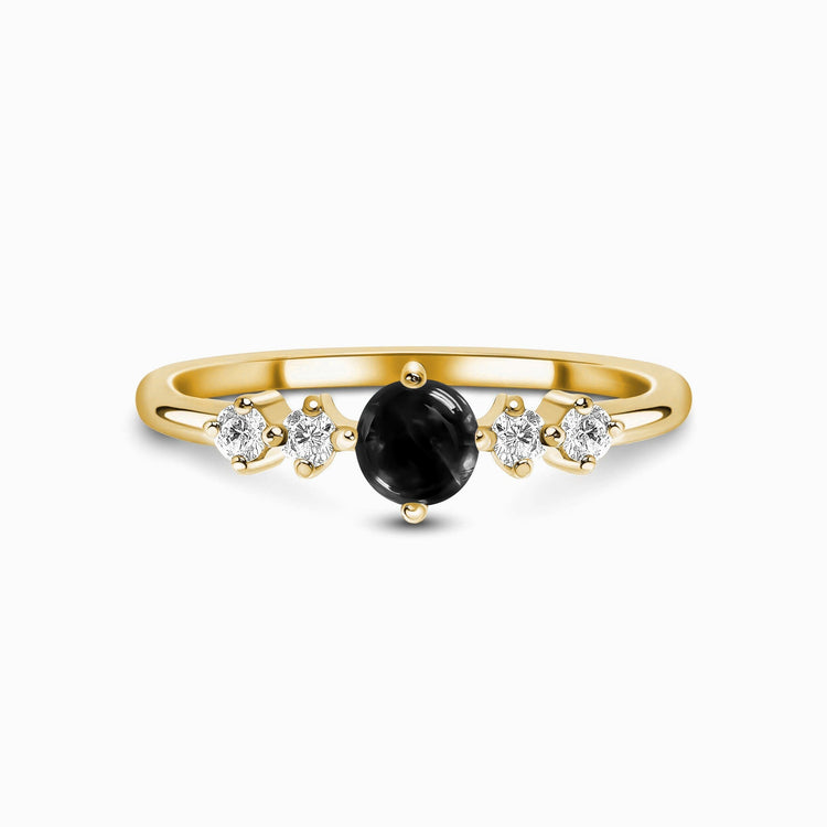 Obsidian Ring - Perlenschliff rund