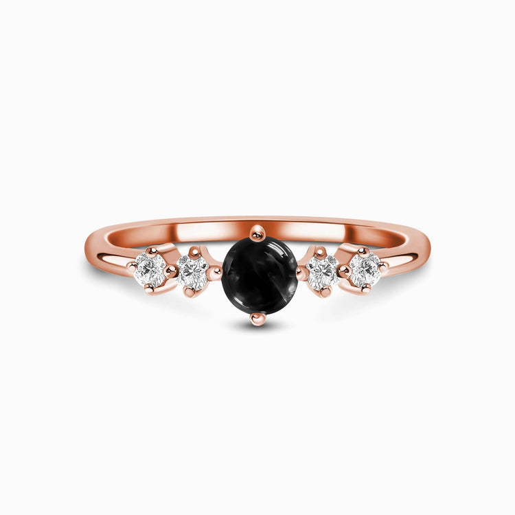 Obsidian Ring - Perlenschliff rund
