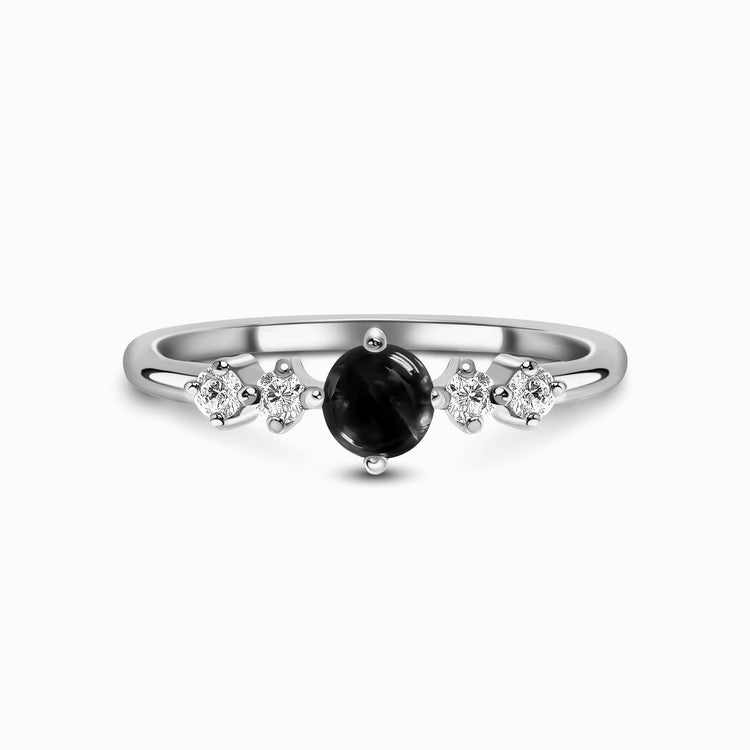 Obsidian Ring - Perlenschliff rund