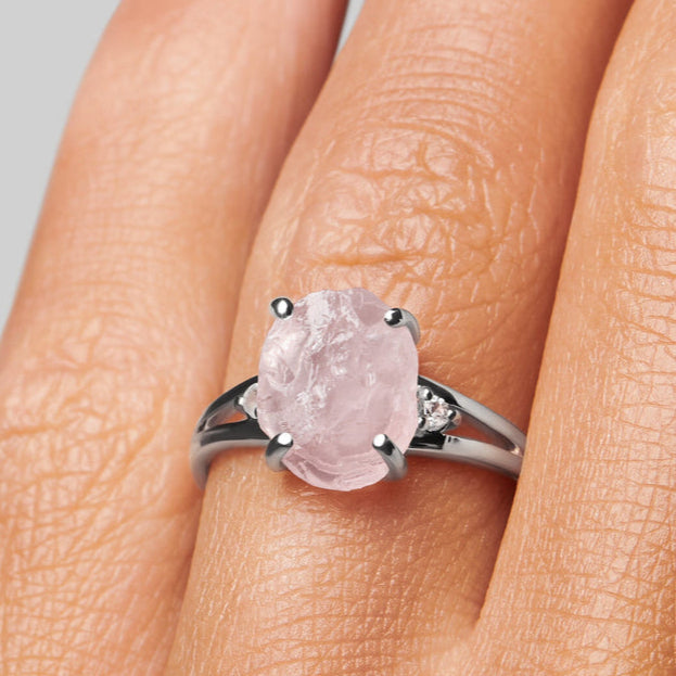 Rosenquarz Ring - Naturform