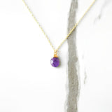 Amethyst Halskette - Eichelform Goldlegiert