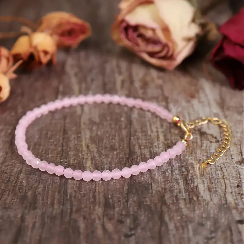 Rosenquarz Armband - Perlen geschliffen