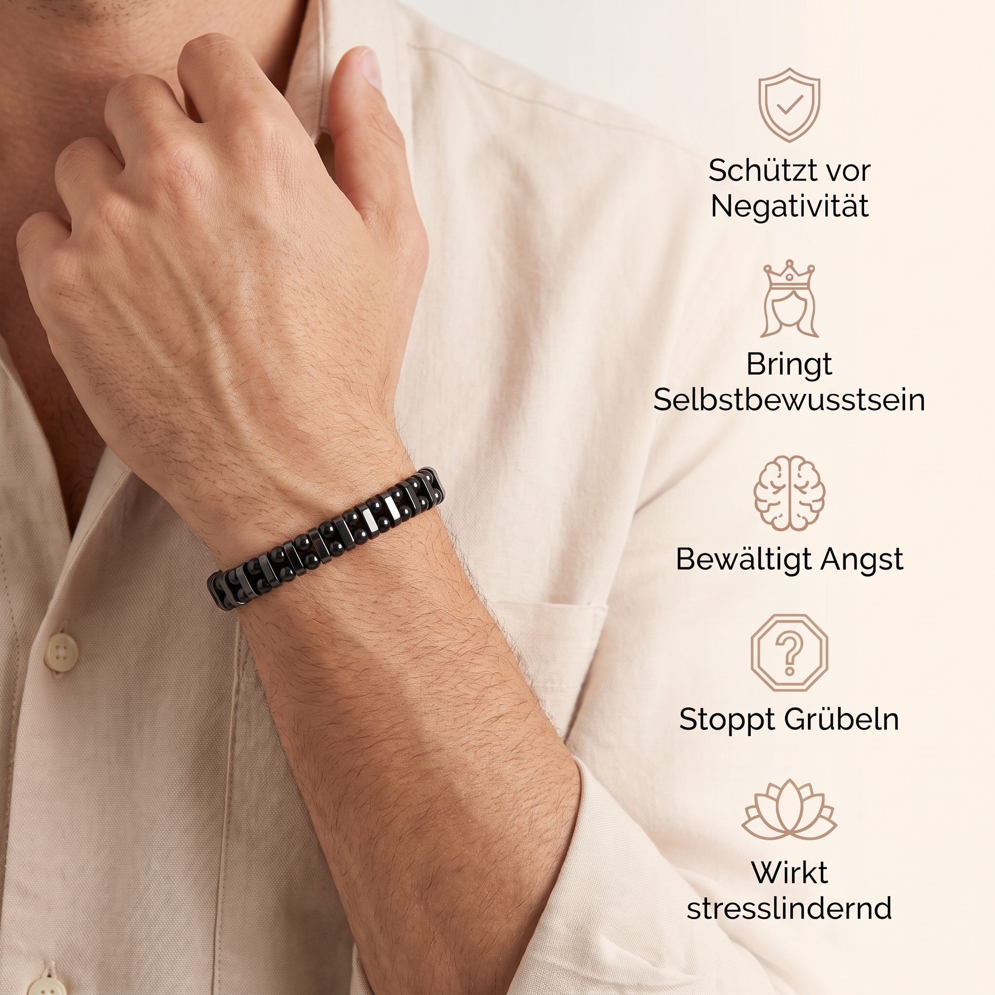 Obsidian Armband - Eiserner Schutz