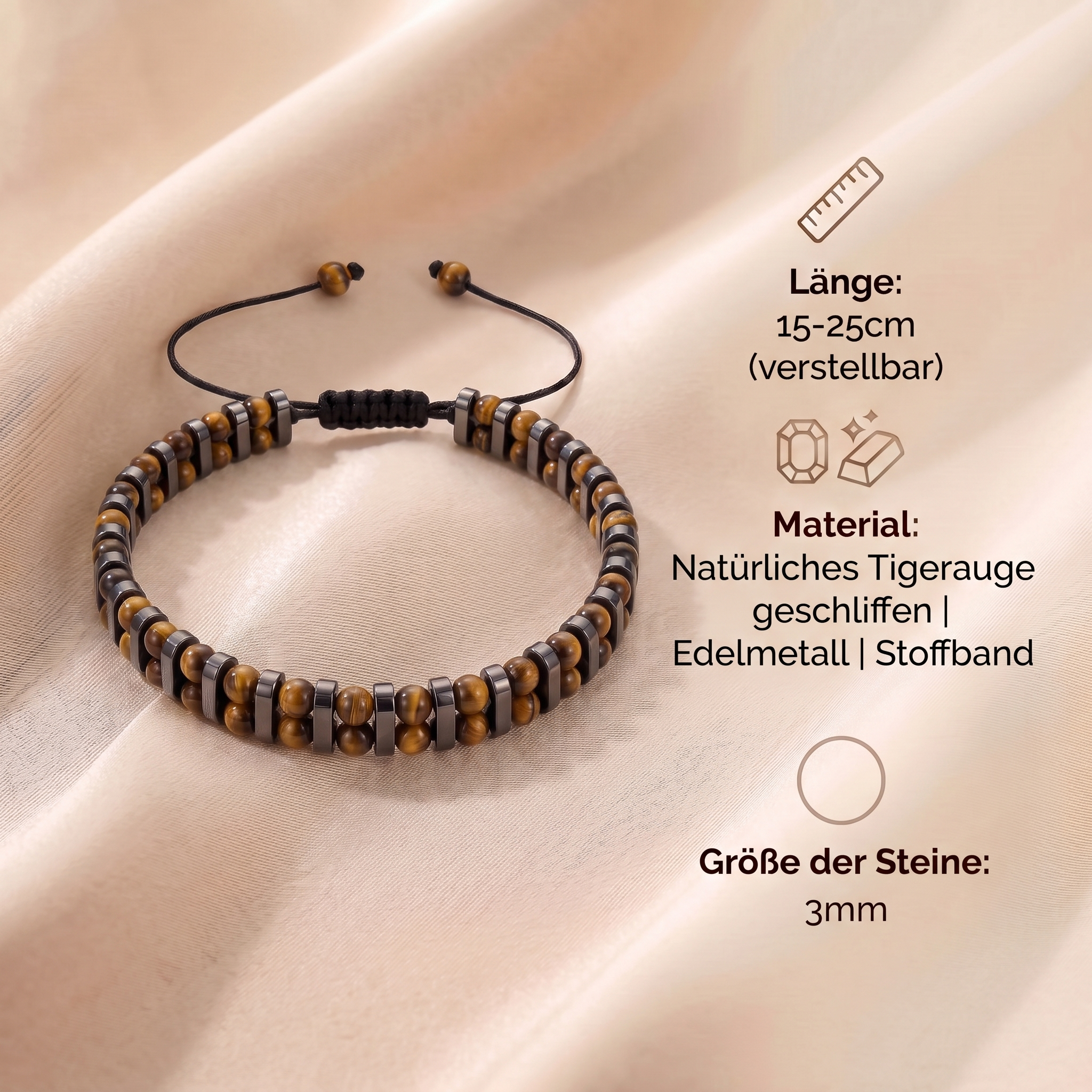 Tigerauge Armband - Eiserner Wille