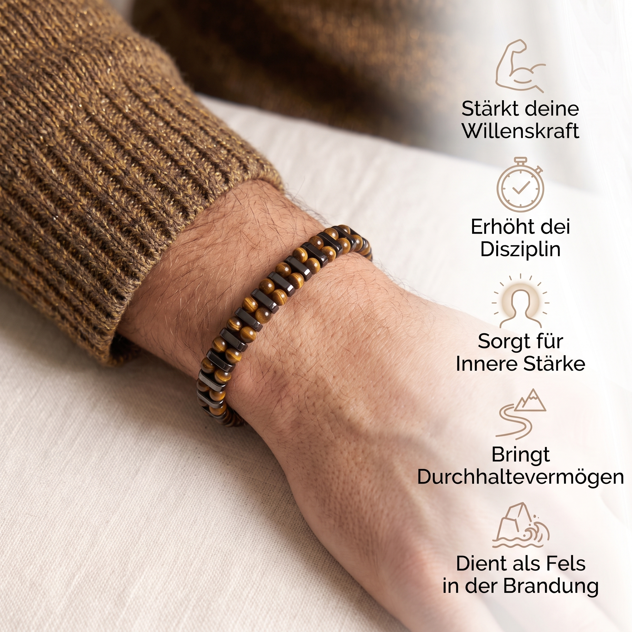 Tigerauge Armband - Eiserner Wille