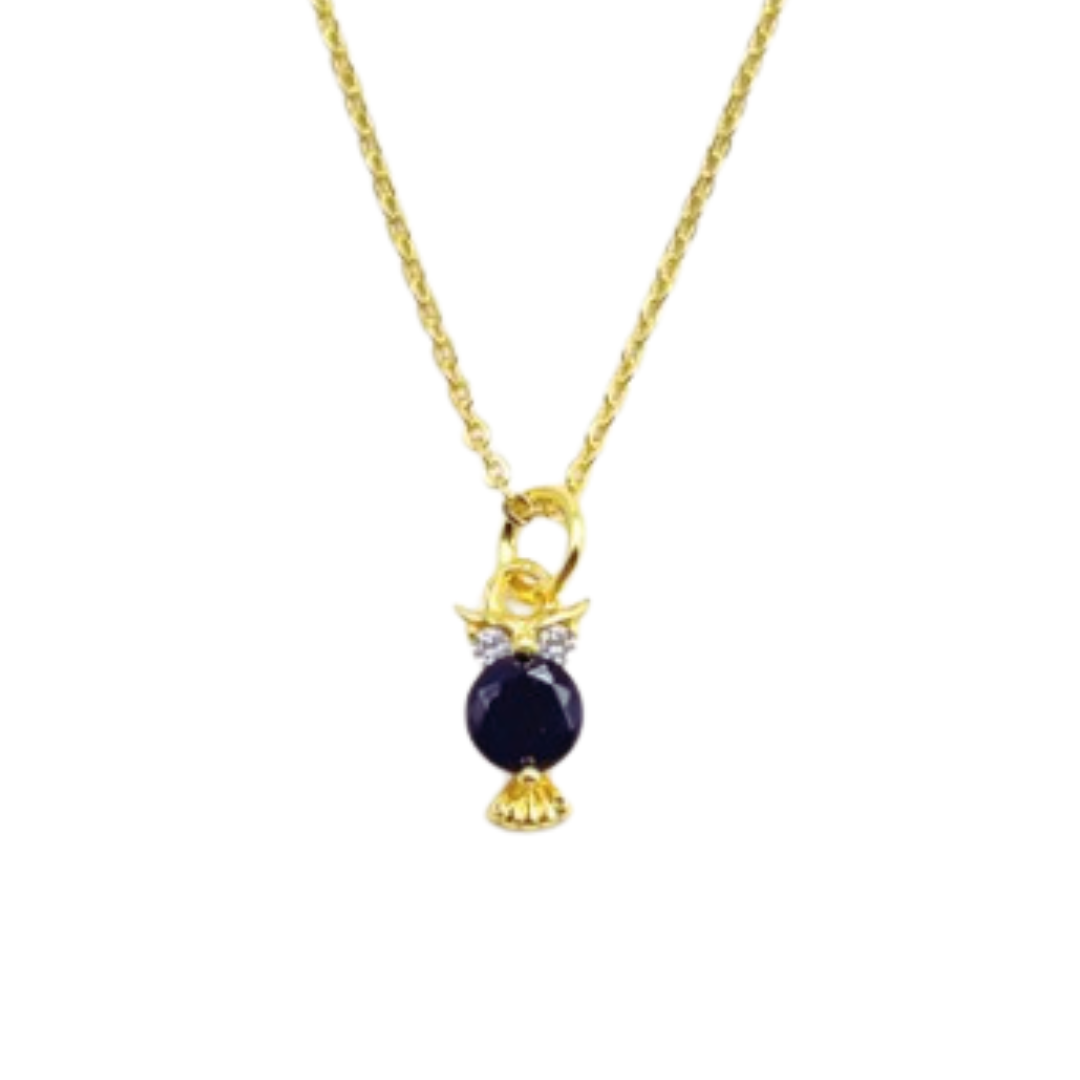 Turmalin Halskette Eule - 14K Gold Legierung