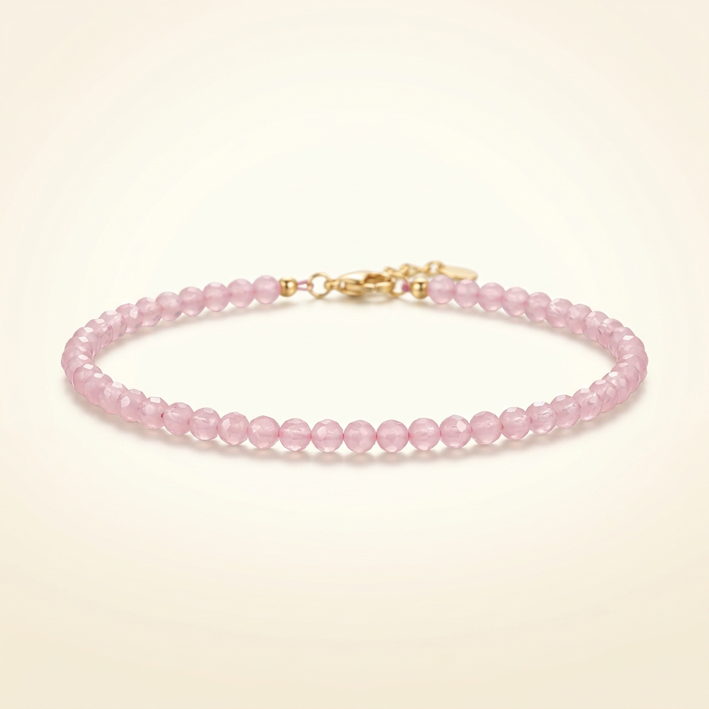 Rosenquarz Armband - Perlen geschliffen