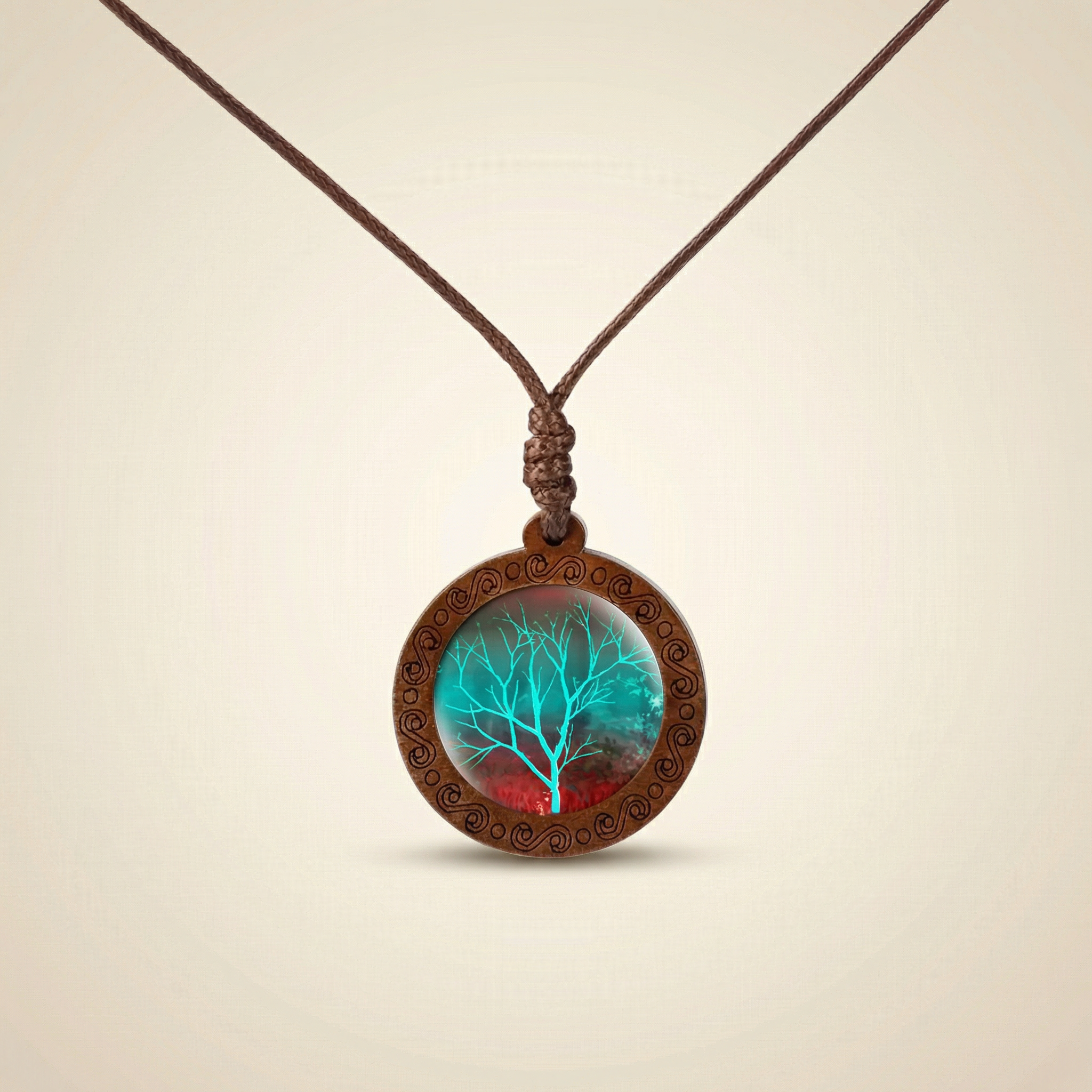 Lebensbaum Halskette - Holz & Leder