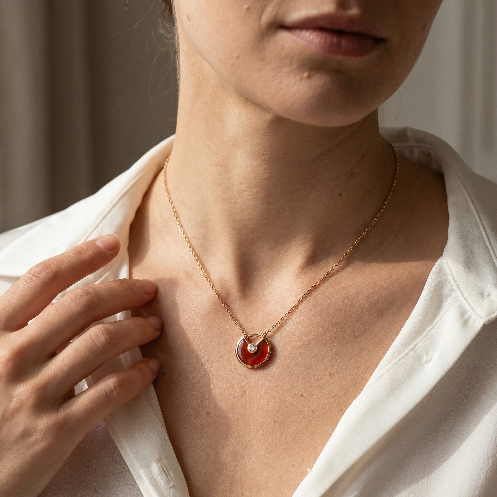 Karneol Halskette - Kreismedallion
