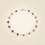 Amethyst Halskette - Rohperlen S925 Silber Gold legiert