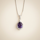 Amethyst Halskette - S925 Silber mit Kristallen