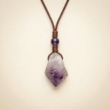 Amethyst Halskette - Unbearbeitet mit Cordband