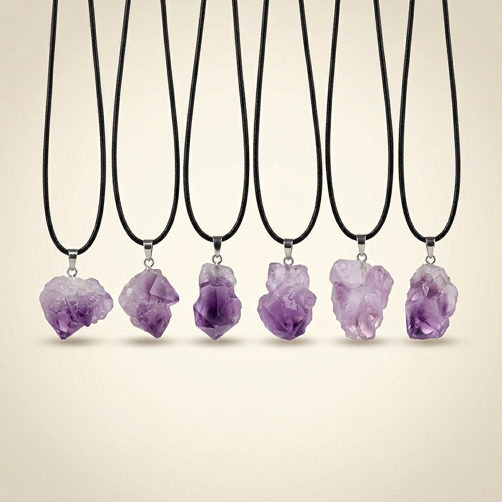Amethyst Halskette - Unbearbeiteter Naturstein