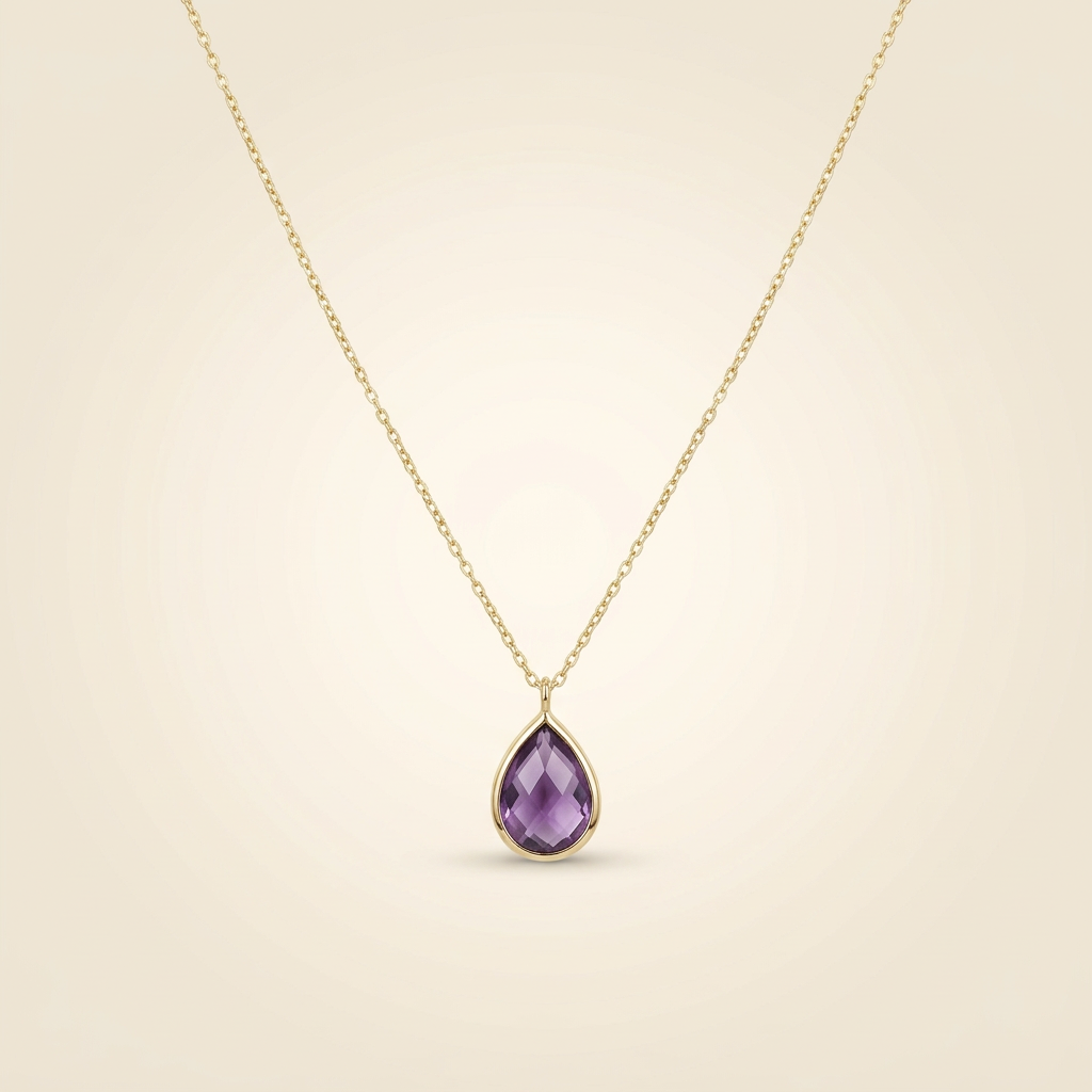 Amethyst Halskette mit 14K Gold Kette