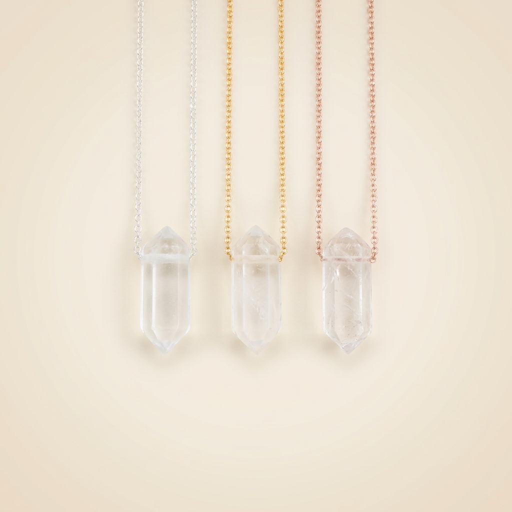 Bergkristall Halskette - 14K Goldlegierung