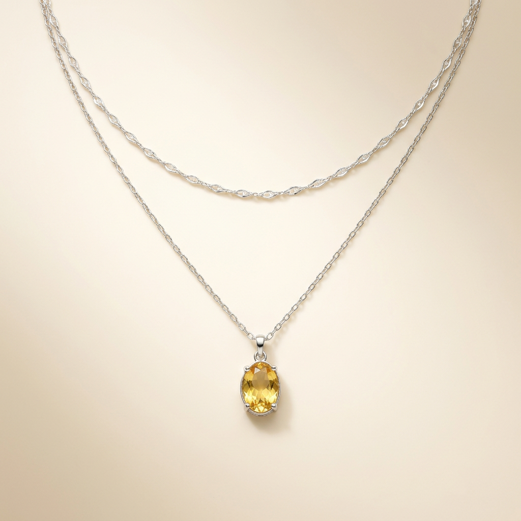 Citrin Halskette - Freudenträne Anhänger