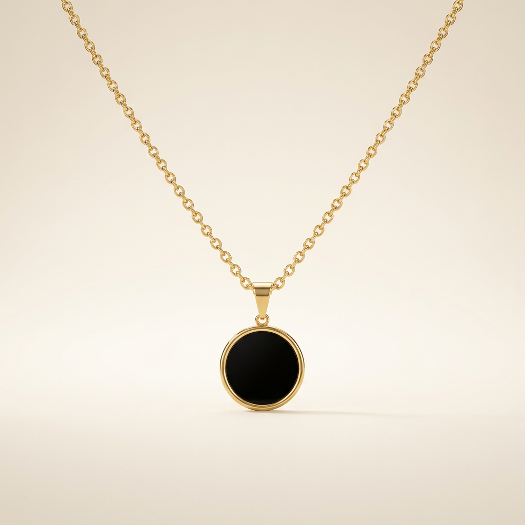 Obsidian Halskette - Kreismedallion