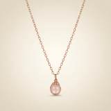 Rosenquarz Halskette - Drahtmedallion Rund