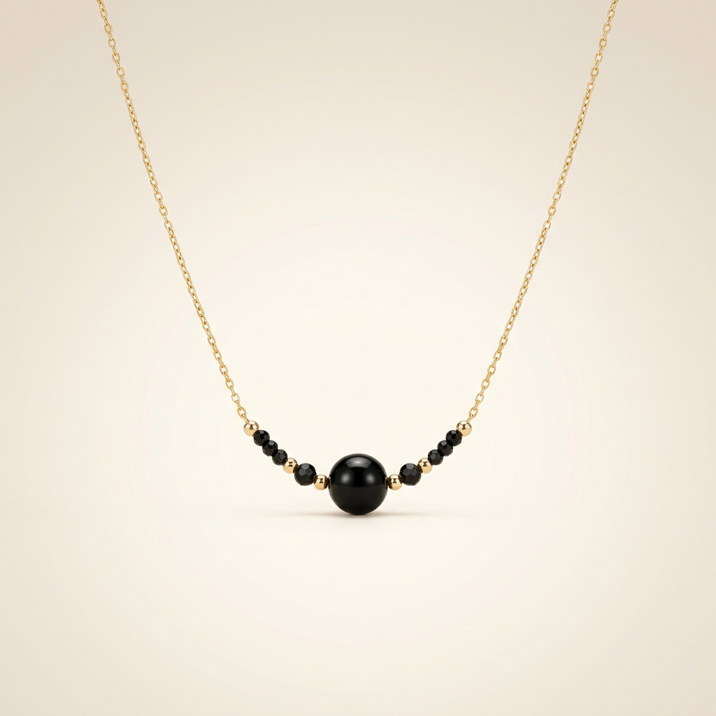 Obsidian Halskette - zarte Perlen