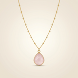 Rosenquarz Halskette - Medallion Tropfenform