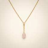 Rosenquarz Halskette - Pendelanhänger geschliffen