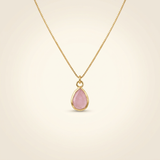 Rosenquarz Halskette mit 14 K Goldkette