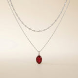 Rubin Halskette - Tränen Anhänger