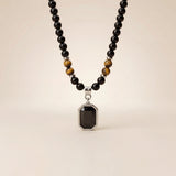 Obsidian & Tigerauge Halskette - Unendliche Stärke