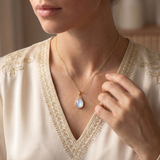 Mondstein Halskette mit 14K Gold Kette