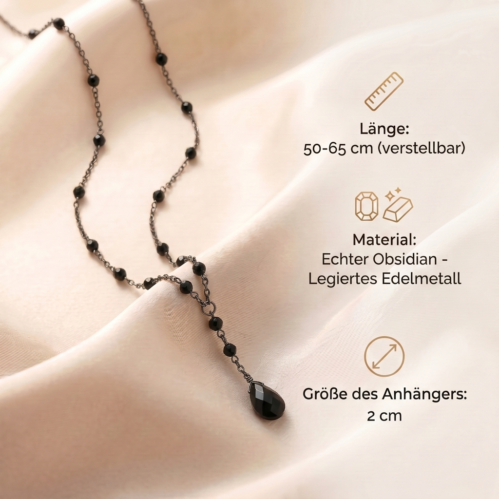 Obsidian Halskette - Perlenkette mit Anhänger