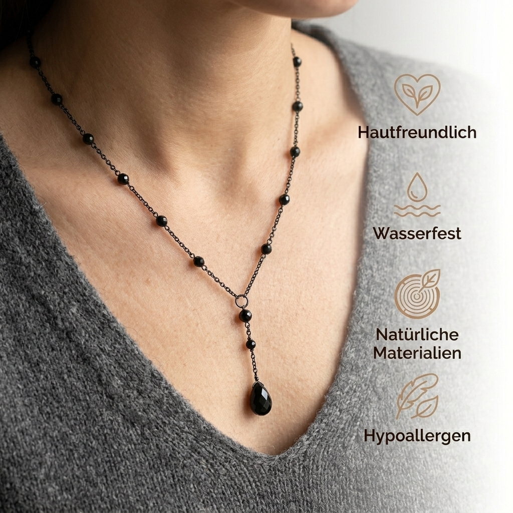 Obsidian Halskette - Perlenkette mit Anhänger