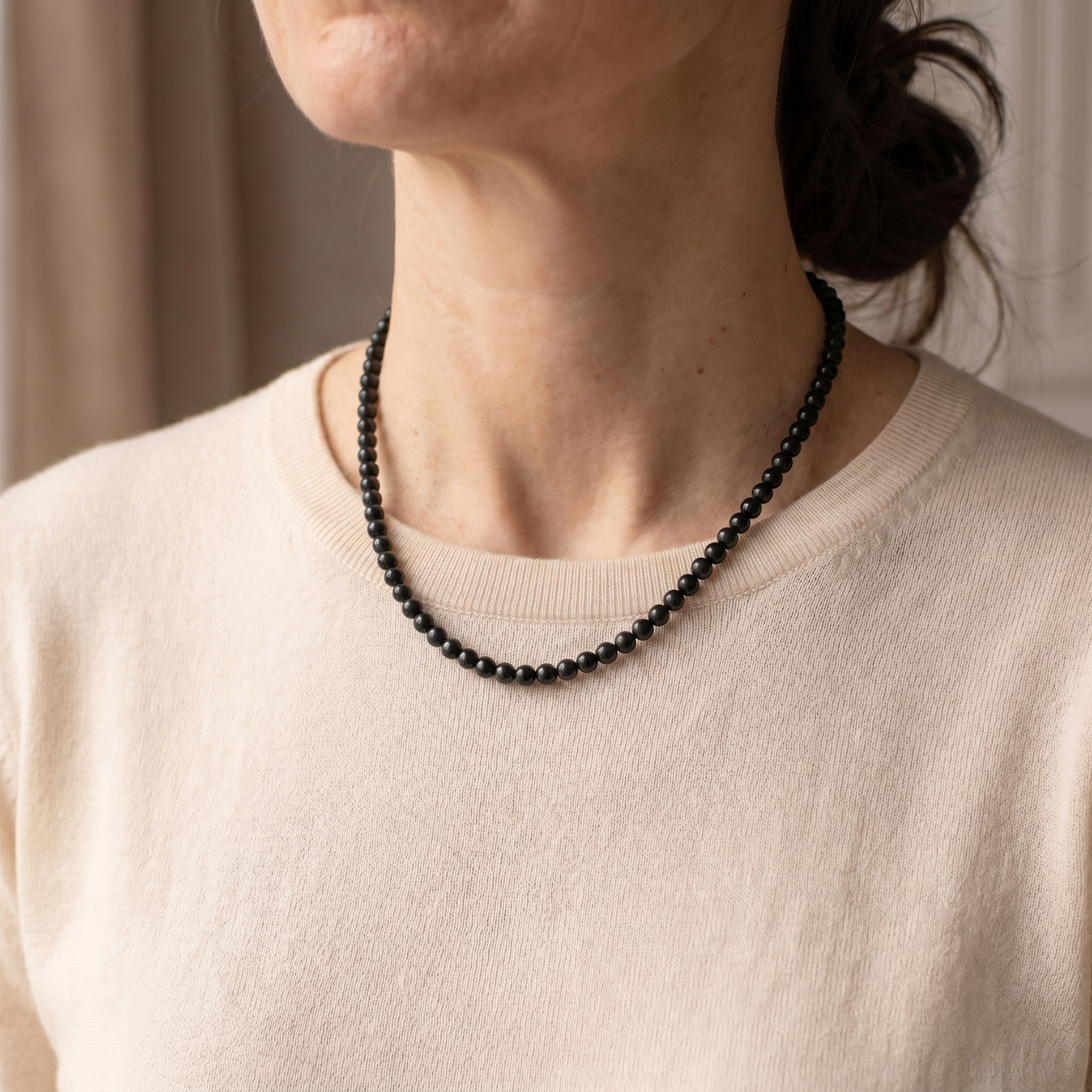Obsidian Perlenset - Halskette & Armband