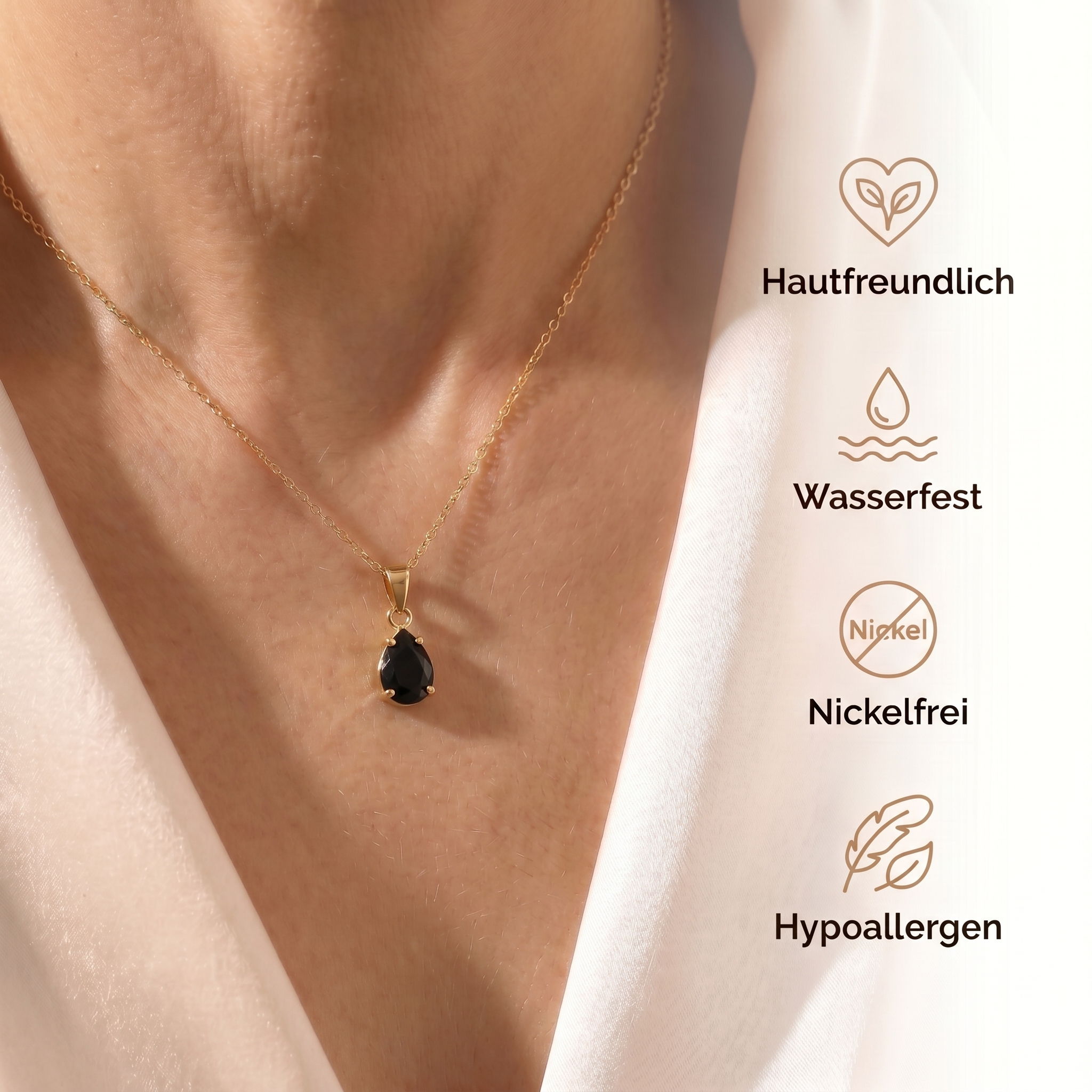 Obsidian Halskette - 14K Goldlegierung
