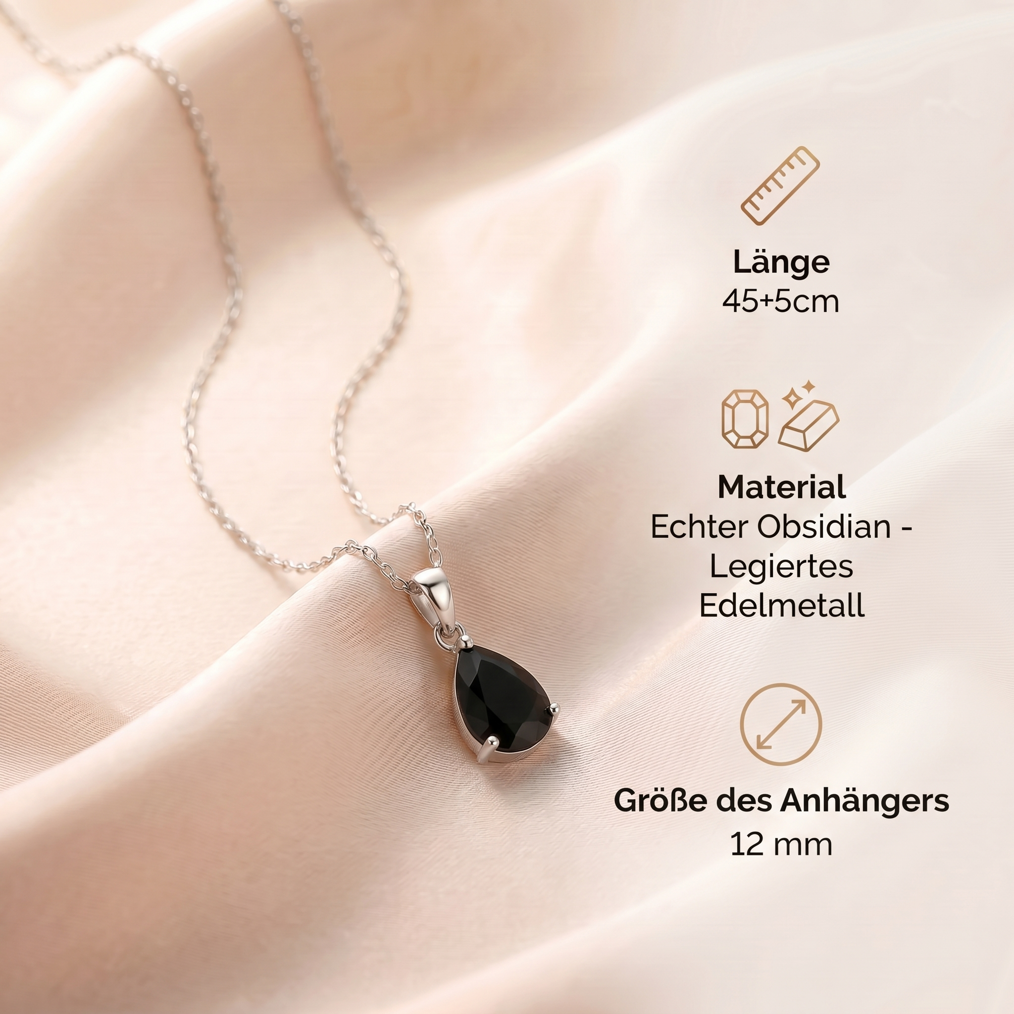 Obsidian Halskette - Tropfenform