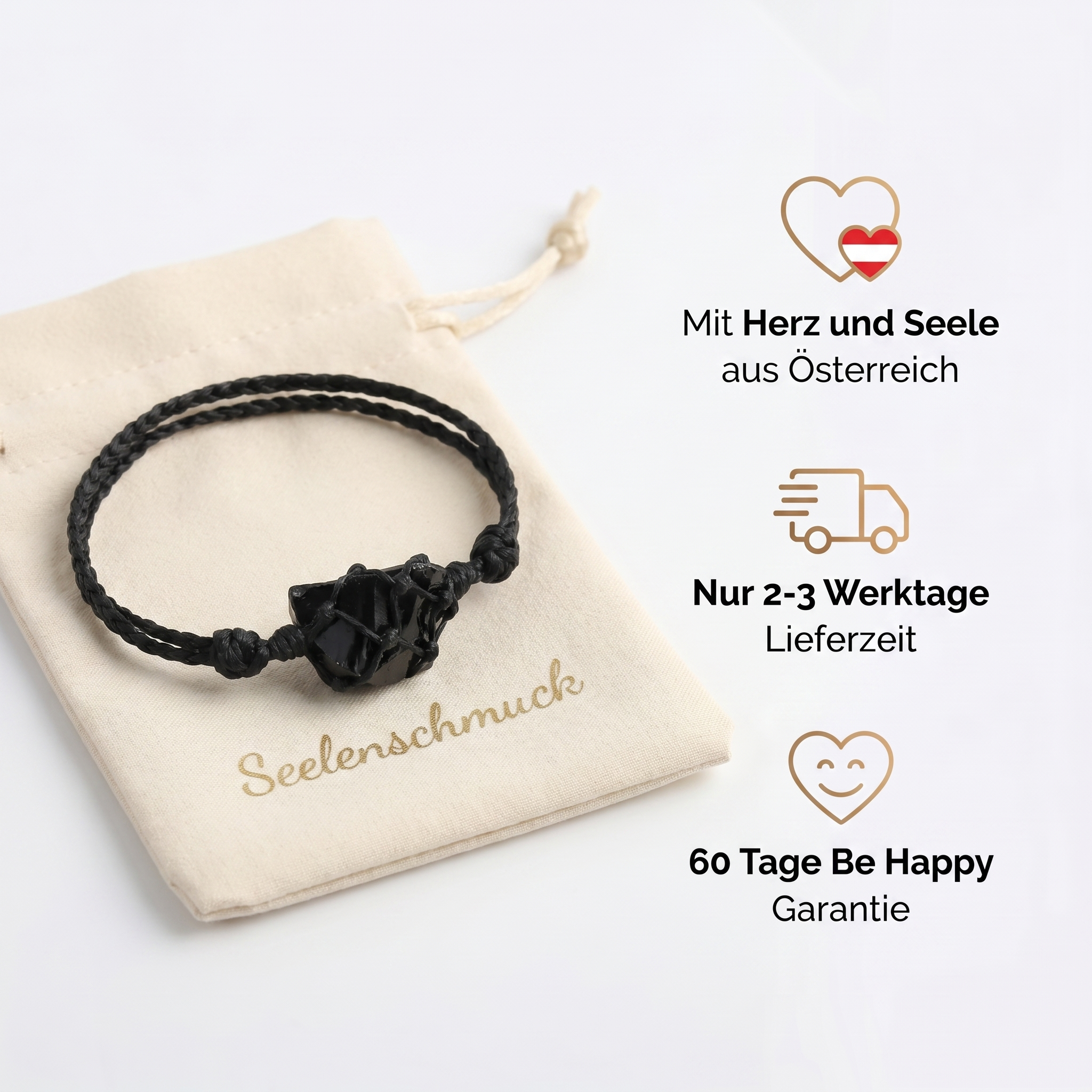 Obsidian Armband - Natur Stein