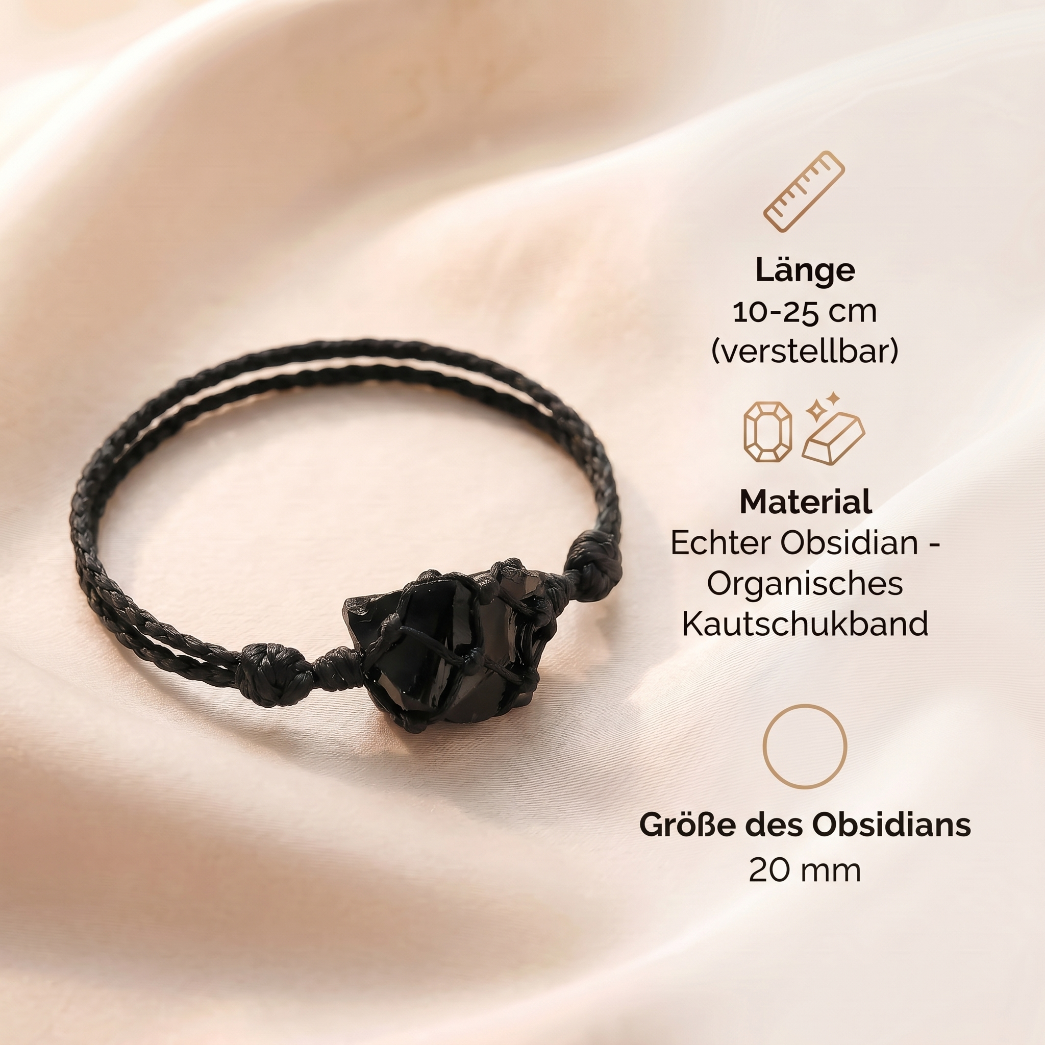 Obsidian Armband - Natur Stein