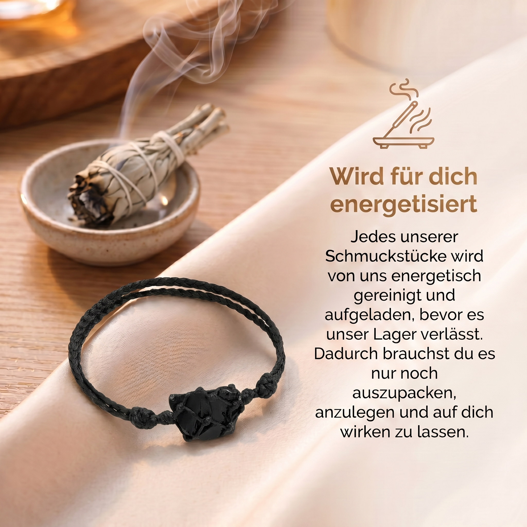 Obsidian Armband - Natur Stein