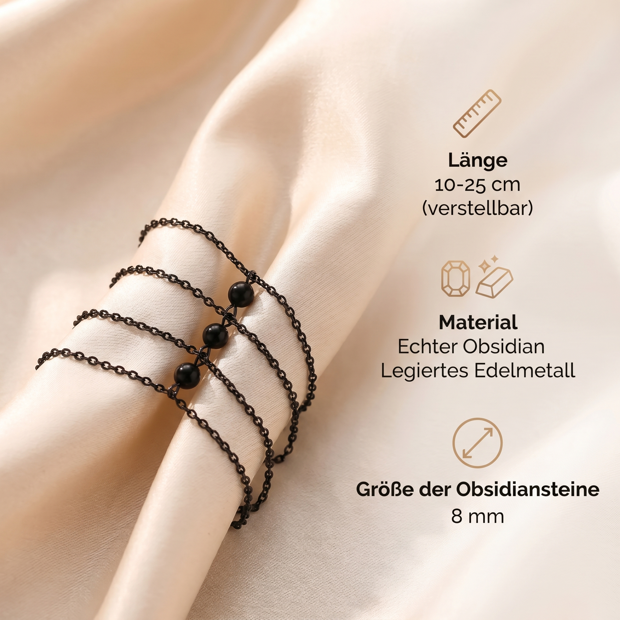Obsidian Armband - Orientalische Schönheit