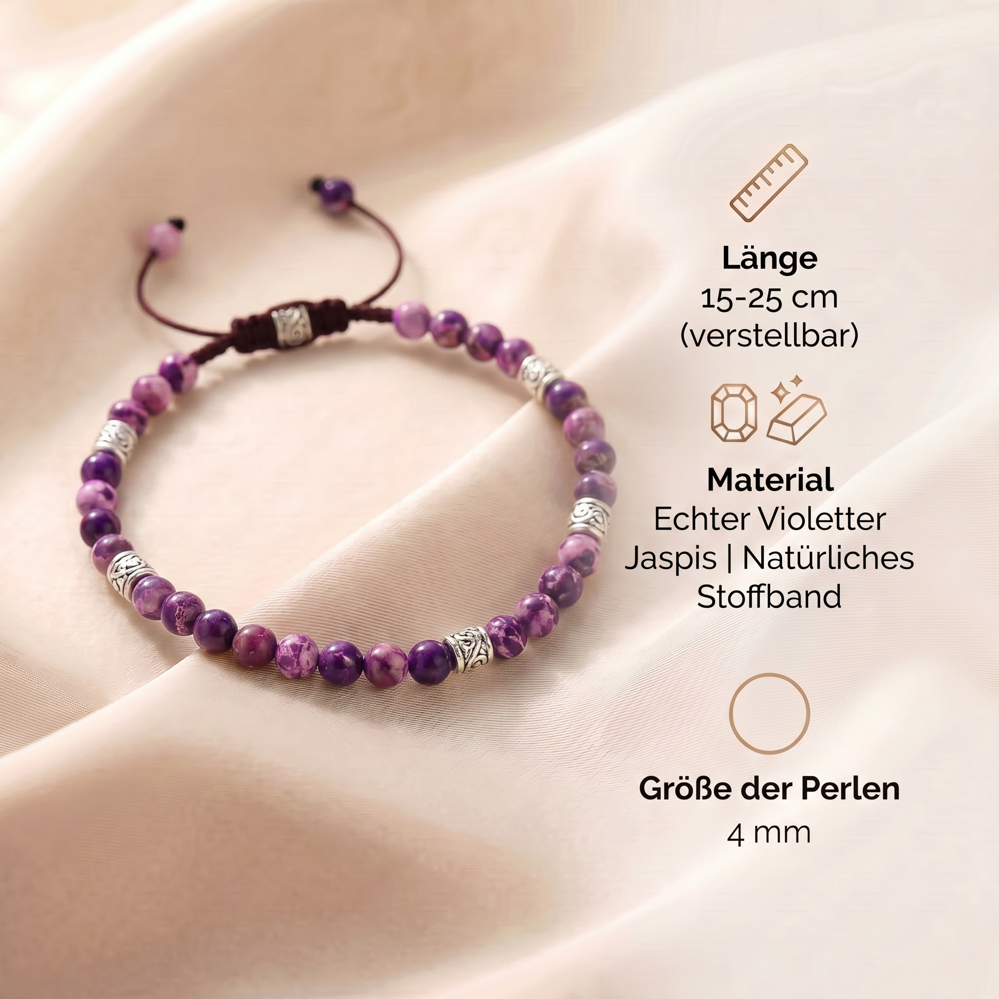 Tibetisches Energie Armband - Violetter Jaspis