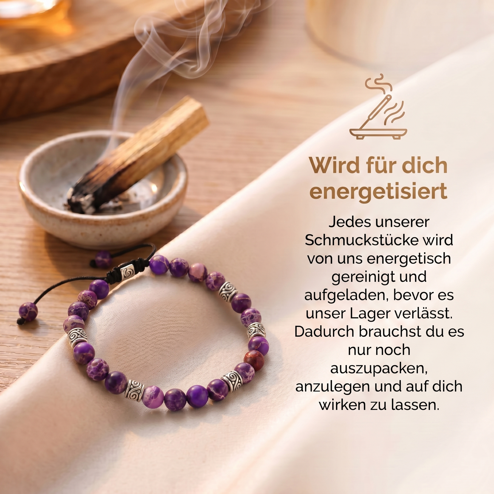 Tibetisches Energie Armband - Violetter Jaspis