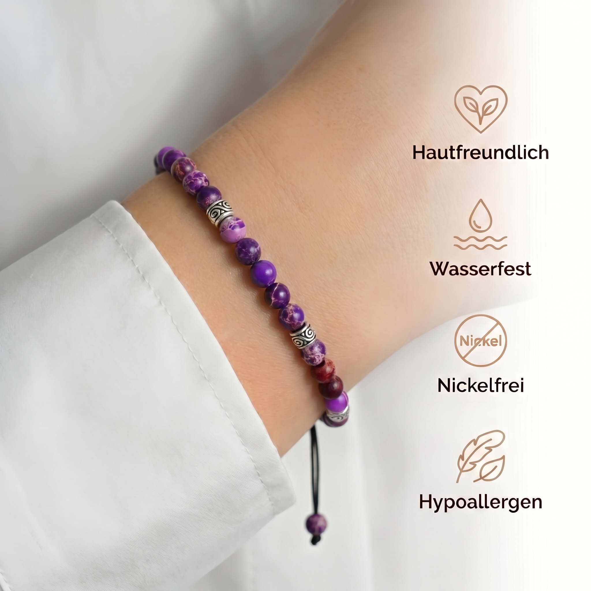 Tibetisches Energie Armband - Violetter Jaspis