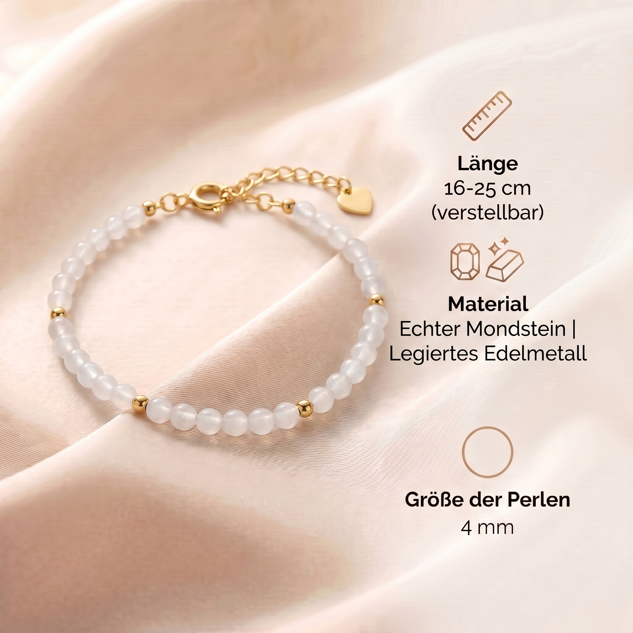 Mondstein Perlenarmband