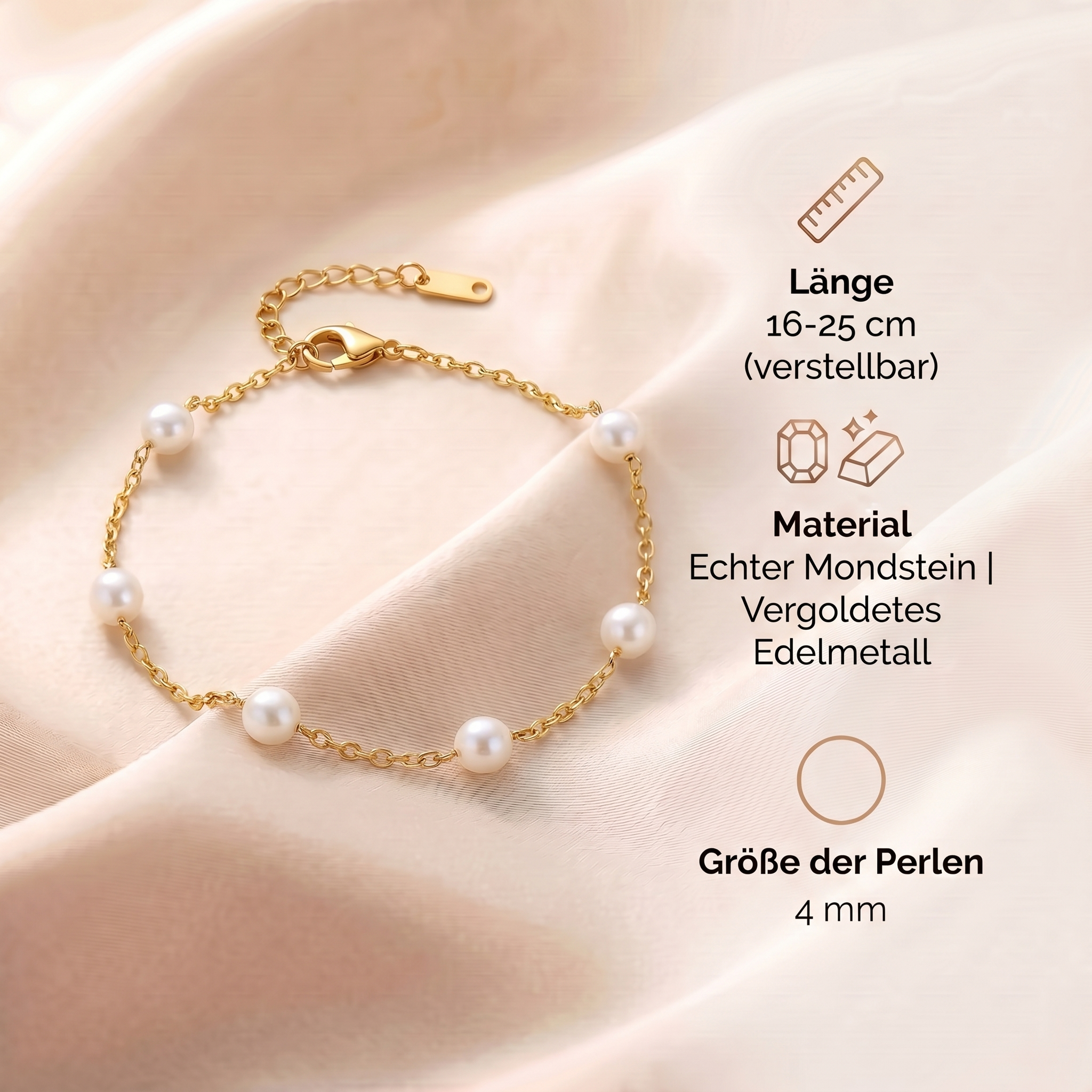 Mondstein Armband - Große Perlen