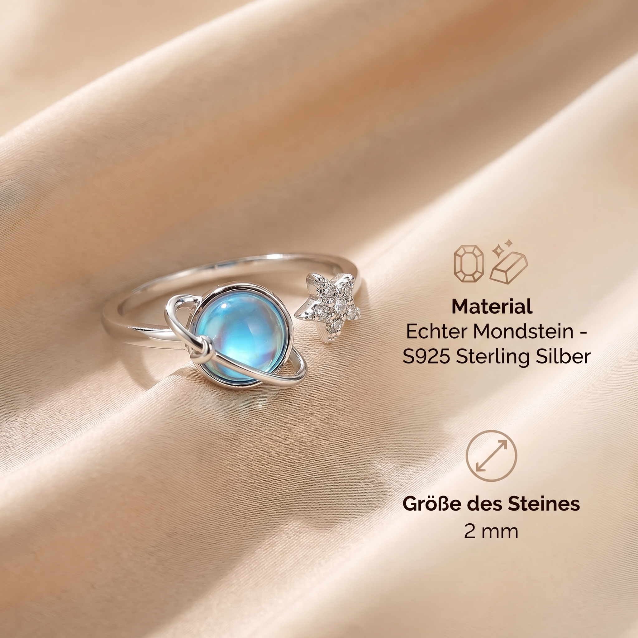 Mondstein Ring - Mond & Stern