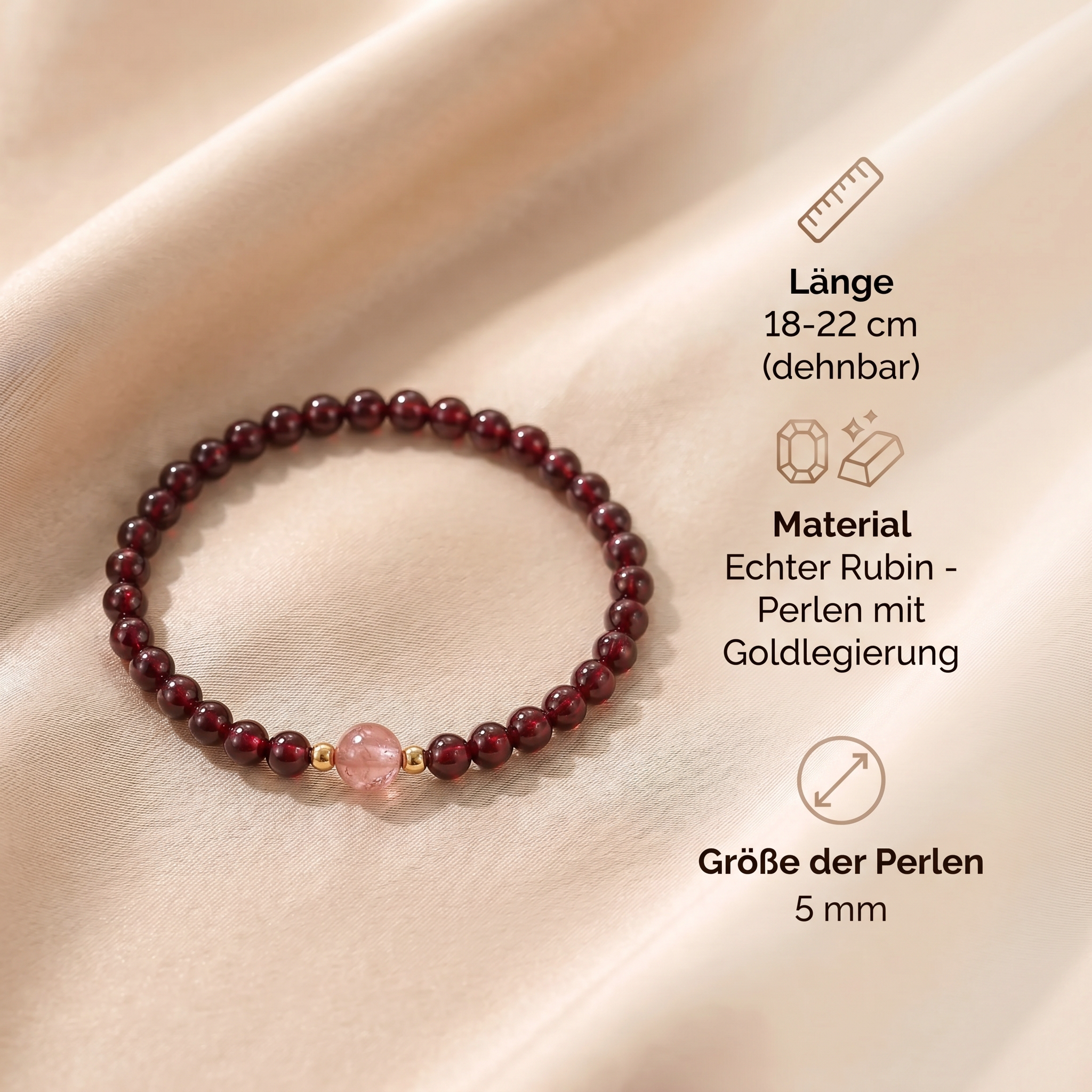 Rubin Armband - Perlen geschliffen