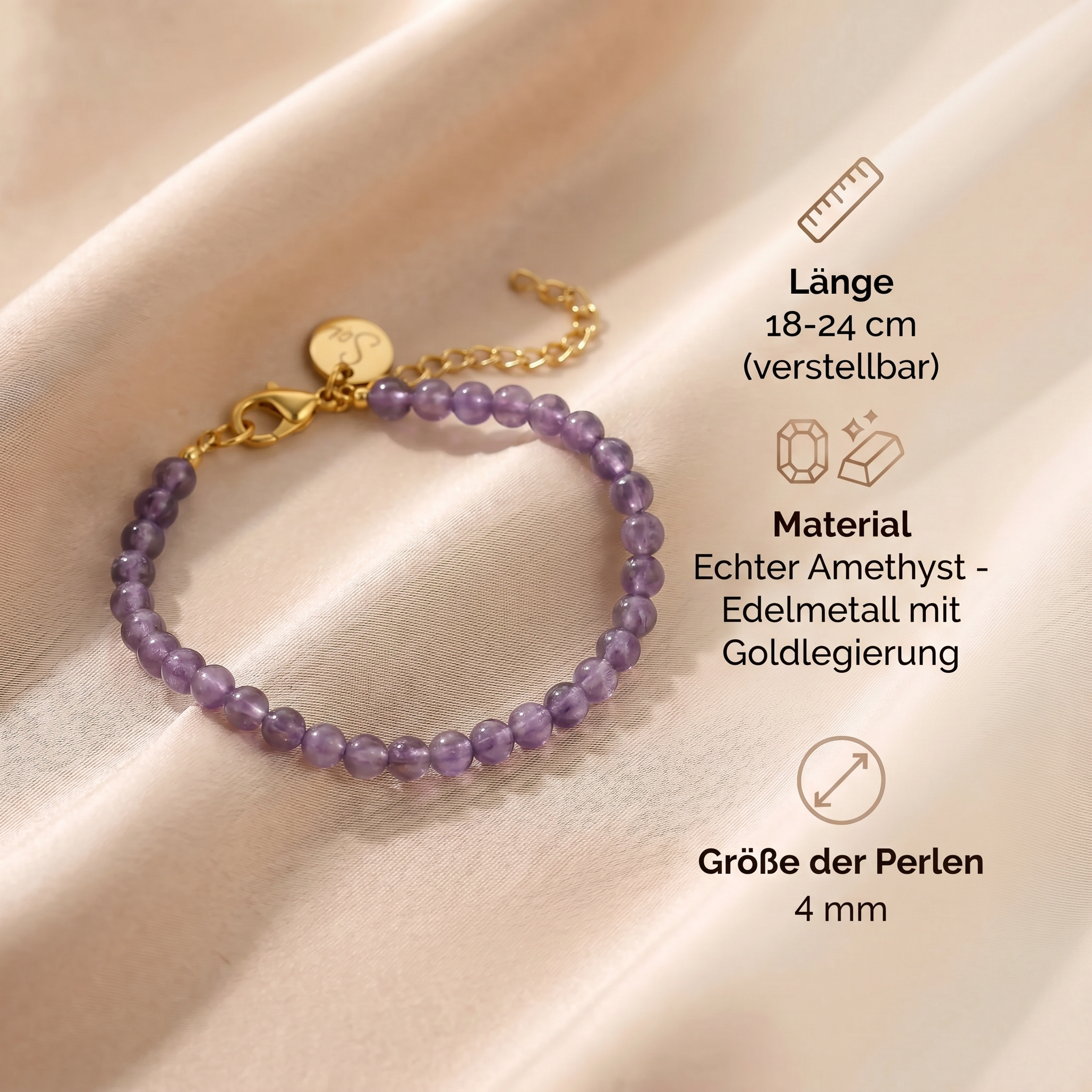 Amethyst Armband - 18K Legierung